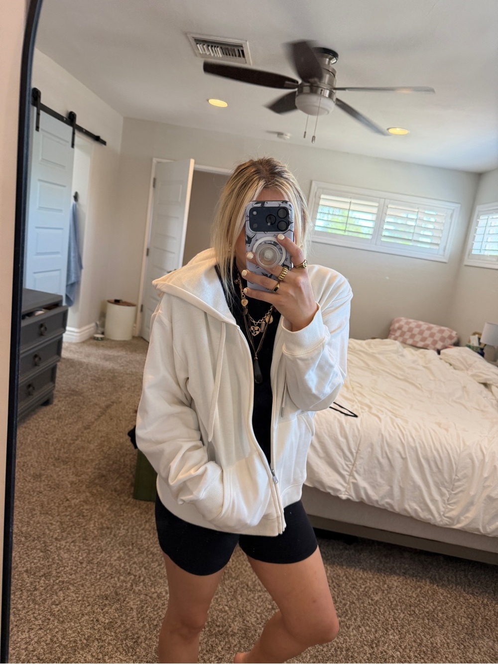 Women’s White Zip Hoodie Jacket - Casual Lightweight - Picture 3 of 3